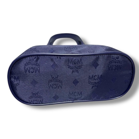 MCM Vintage Blue Jacquard Tote Bag with Gold-Tone Hardware | Made in Germany - Picture 9 of 16